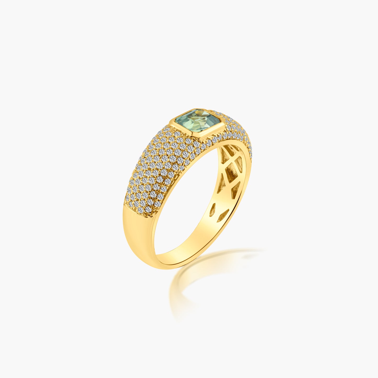 14K Yellow Gold Center Emerald Band - R606225