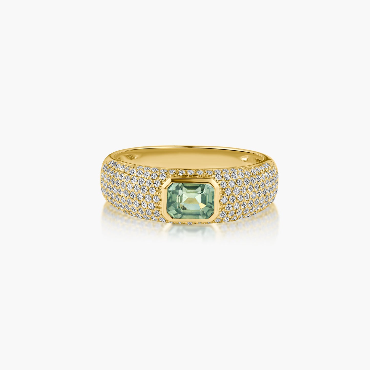 14K Yellow Gold Center Emerald Band - R606225