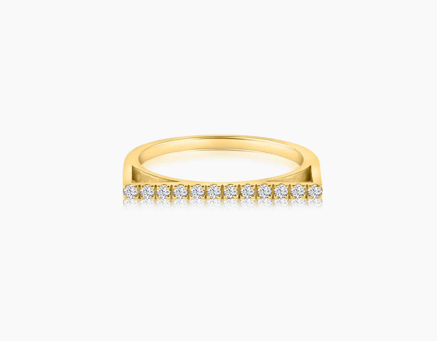 14K Yellow Gold Dainty Diamond Bar Band - R60624001