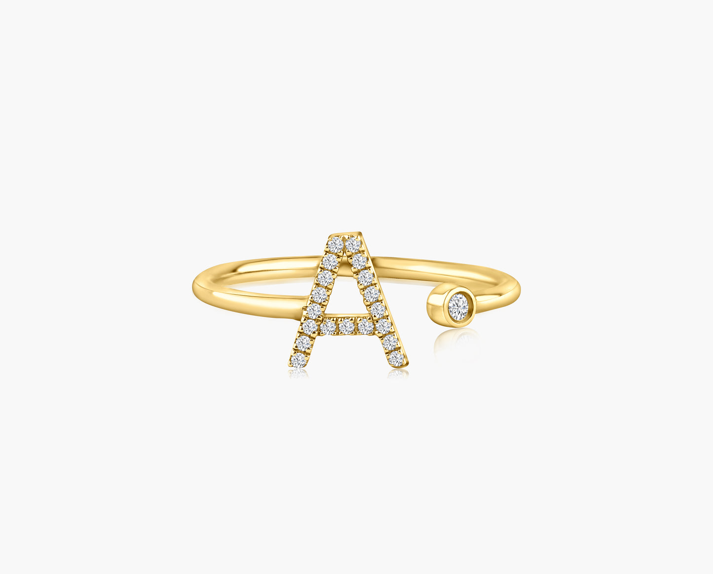 14K Yellow Gold Dainty Personalized Initial Open Ring-R60627101