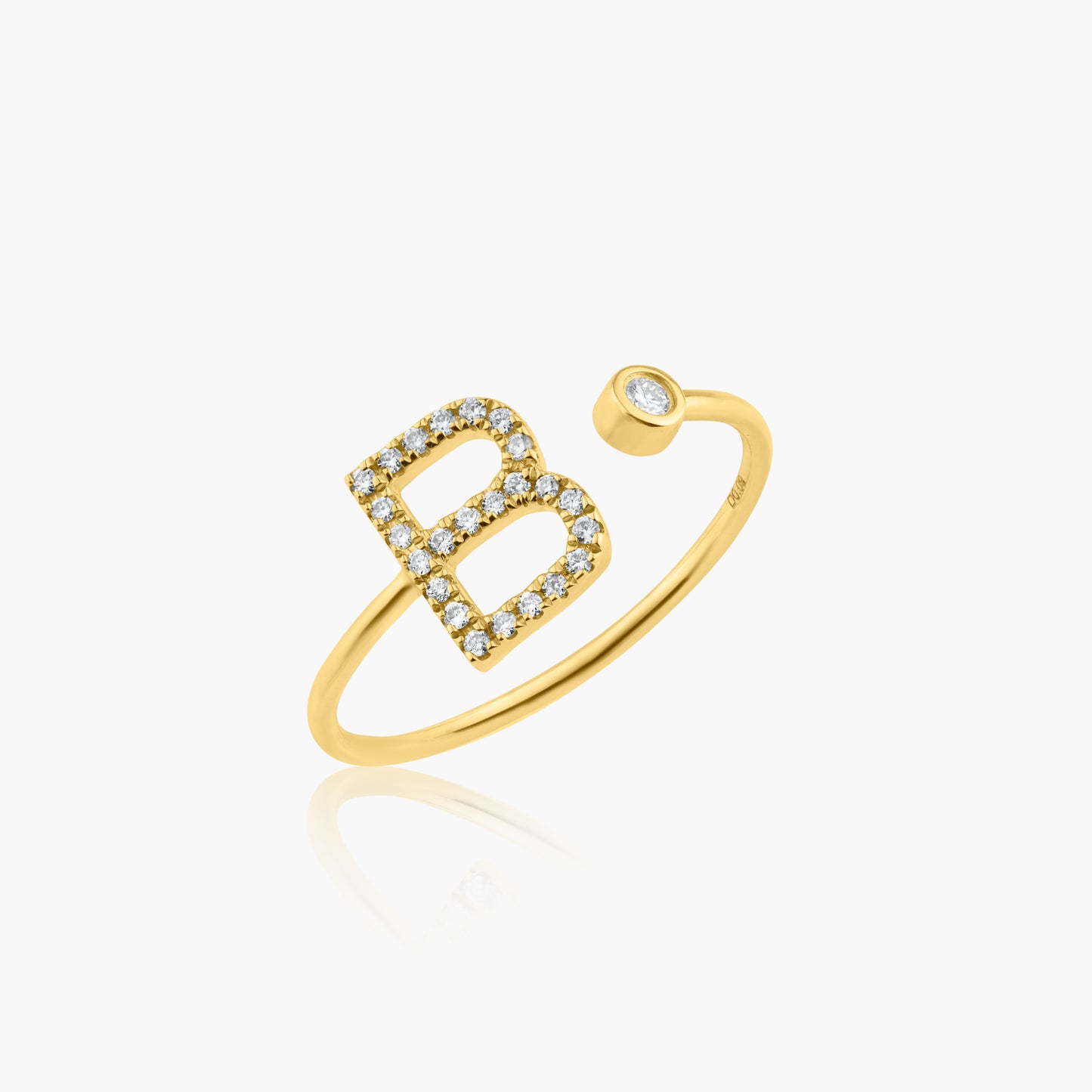 14K Yellow Gold Dainty Personalized Initial Ring-R60627103