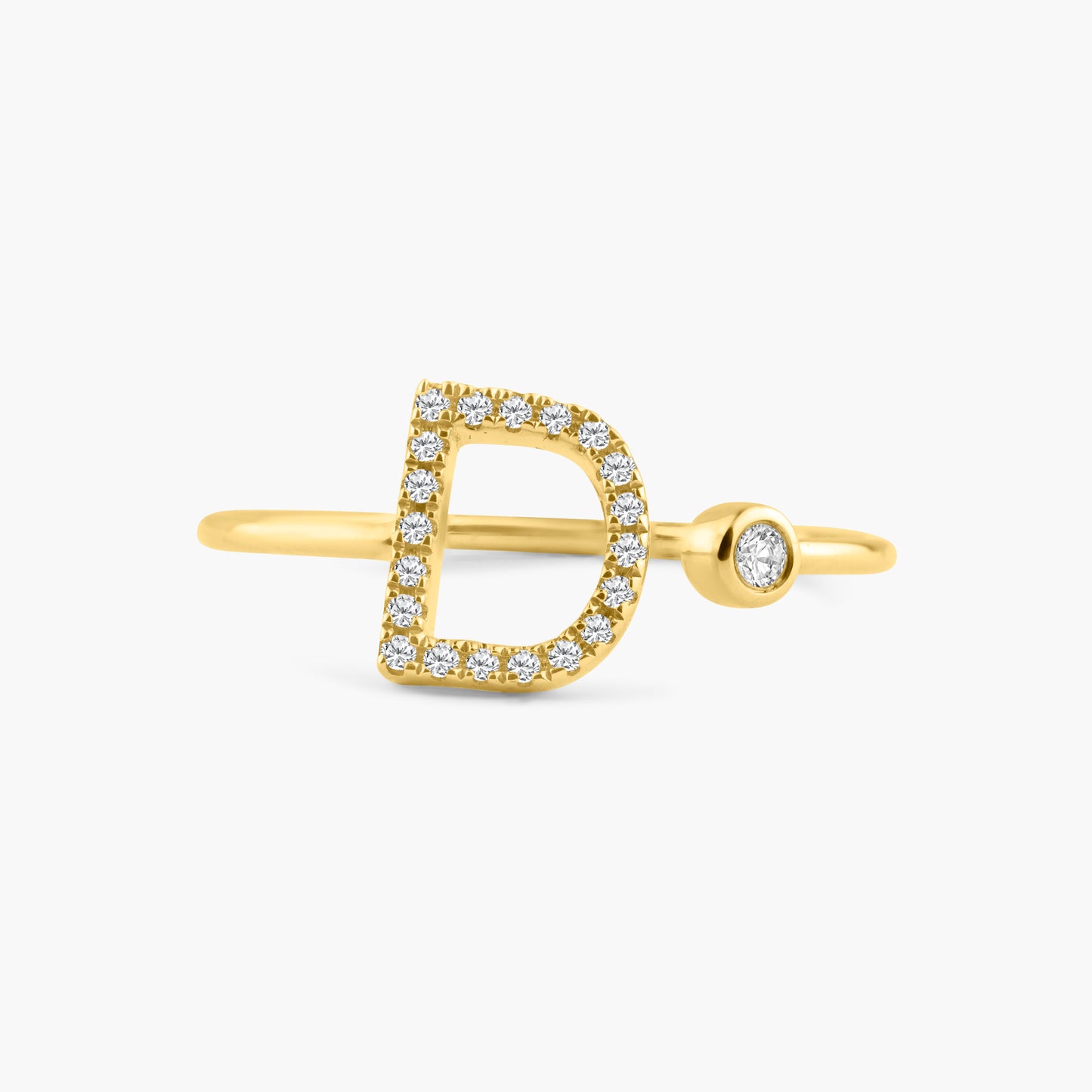 14K Yellow Gold Dainty Personalized Initial Ring-R60627106