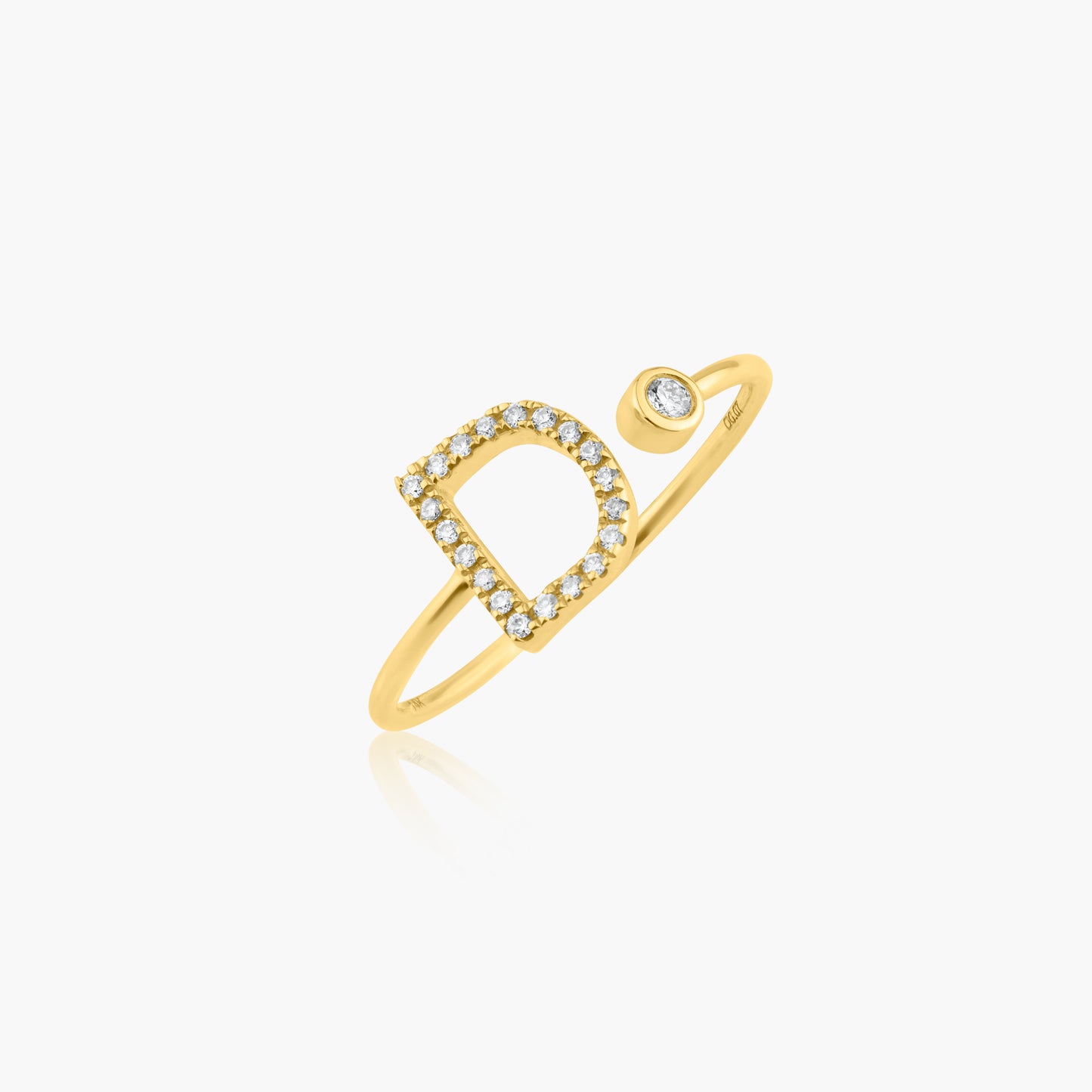 14K Yellow Gold Dainty Personalized Initial Ring-R60627106