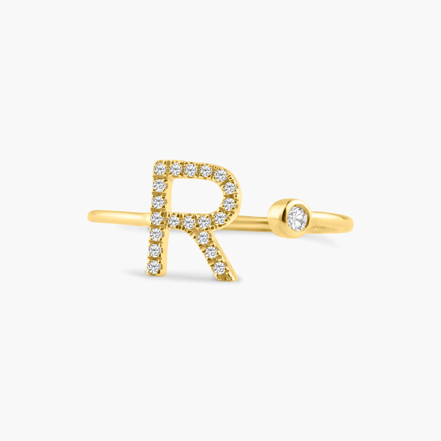 14K Yellow Gold Dainty Personalized Initial Ring-R60627107