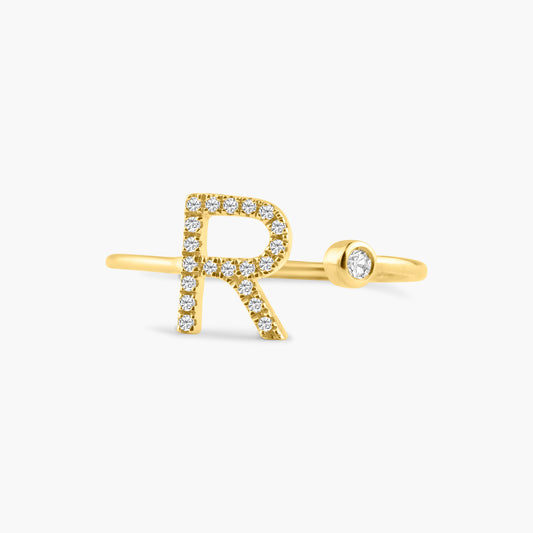 14K Yellow Gold Dainty Personalized Initial Ring-R60627107