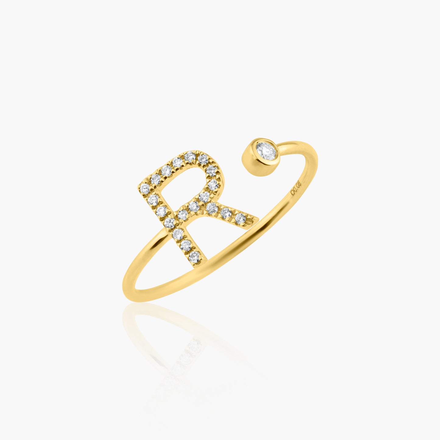 14K Yellow Gold Dainty Personalized Initial Ring-R60627107