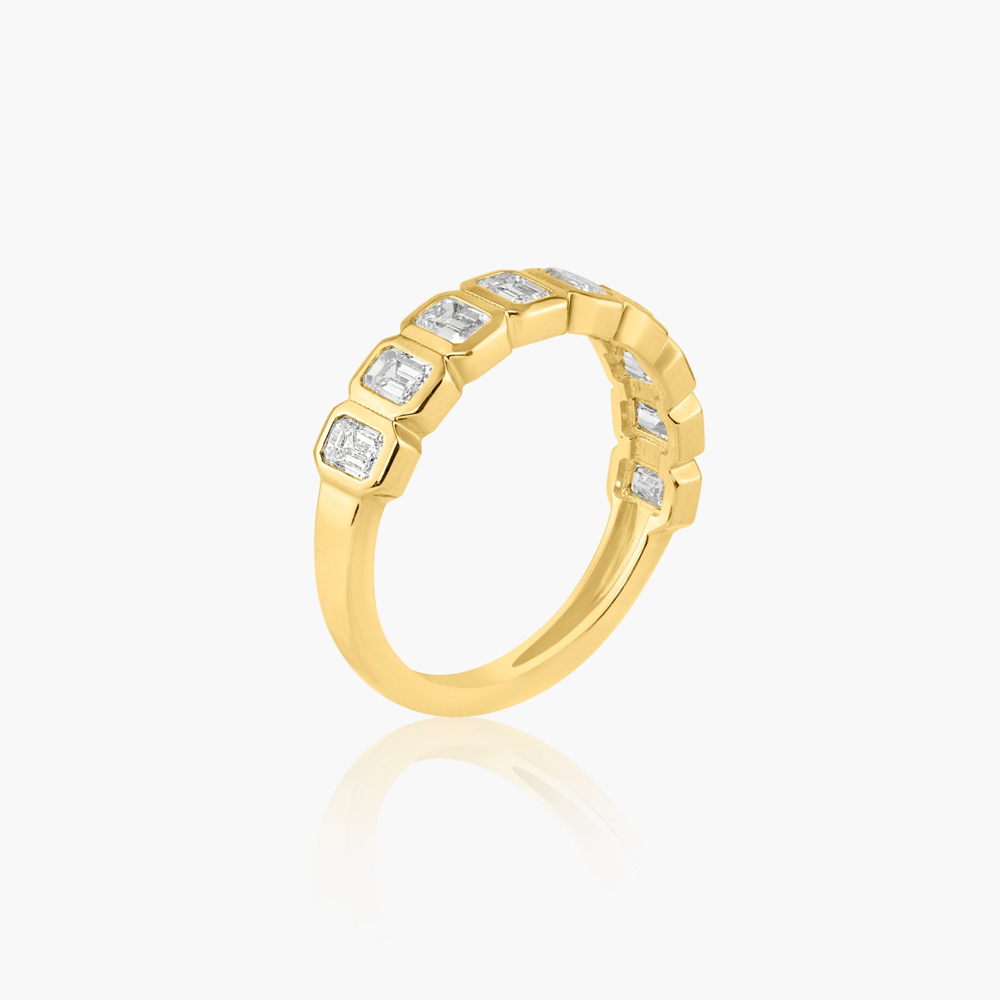 14K Yellow Gold Emerald Cut Bezel Band - R60633402