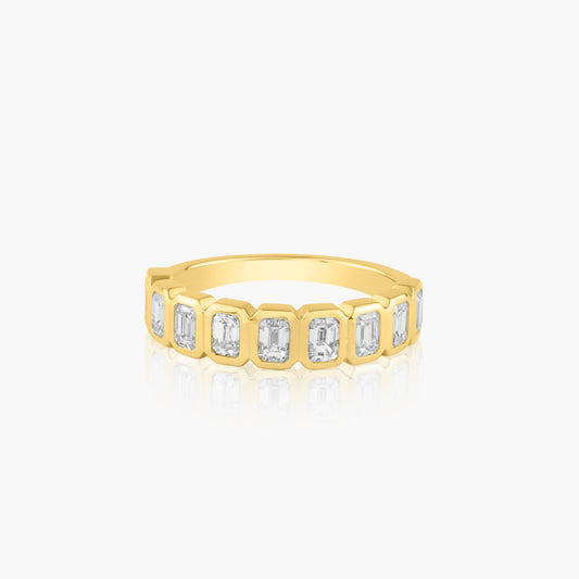 14K Yellow Gold Emerald Cut Bezel Band - R60633402