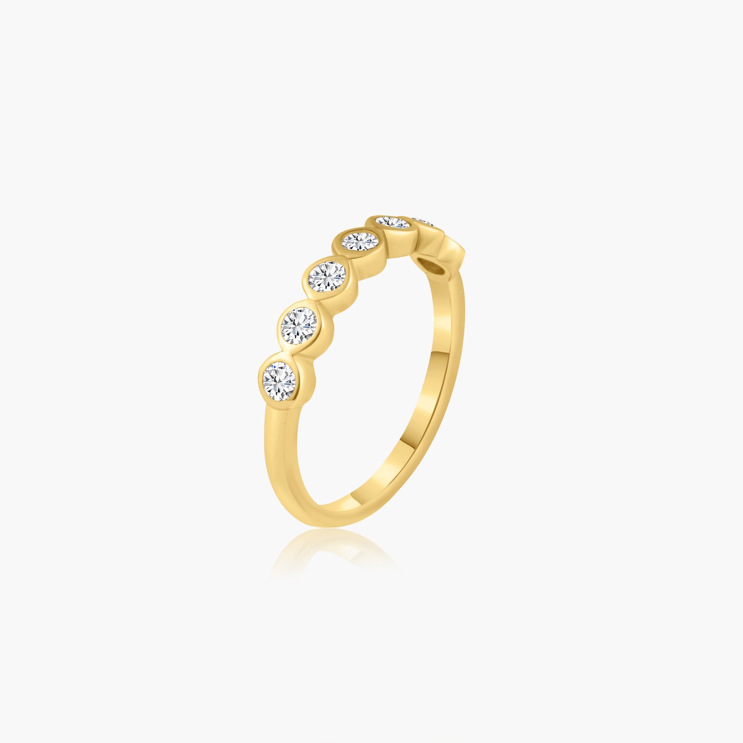 14K Yellow Gold Dainty Round Bezel Band - R60633403