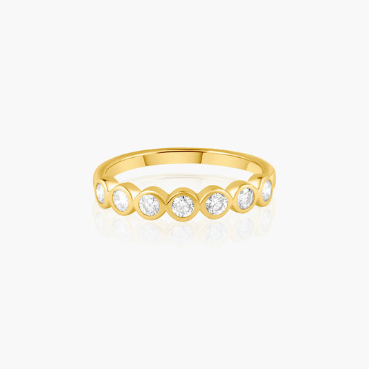 14K Yellow Gold Dainty Round Bezel Band - R60633403