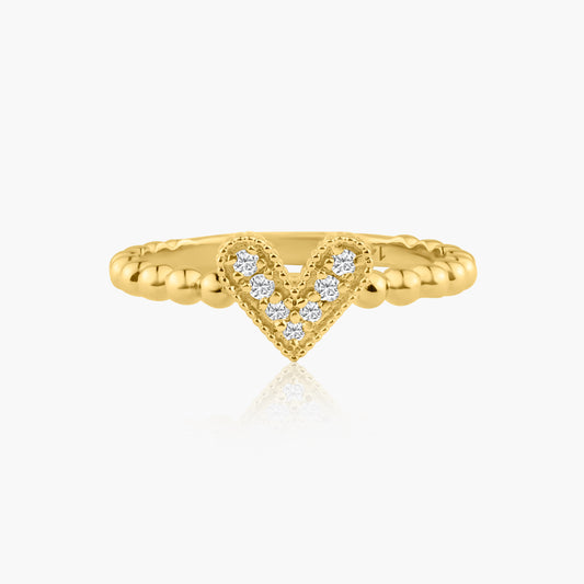 14K Yellow Gold Dainty Heart Ring - R606477