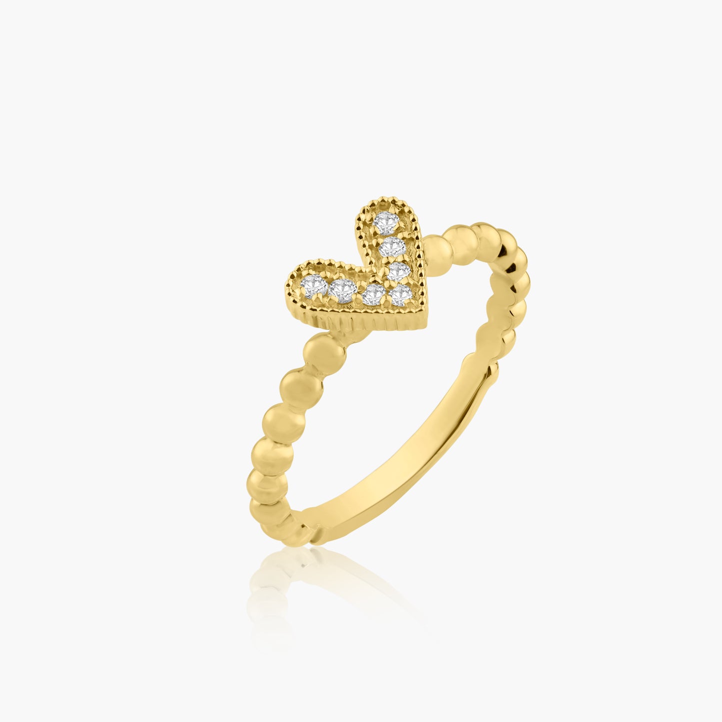 14K Yellow Gold Dainty Heart Ring - R606477