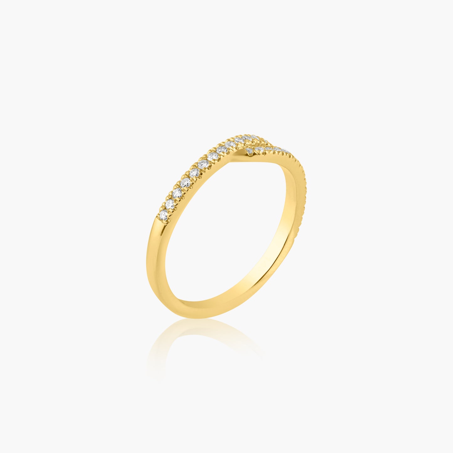 14K Yellow Gold Round Diamond Curved Ring - R606478