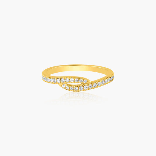 14K Yellow Gold Round Diamond Curved Ring - R606478