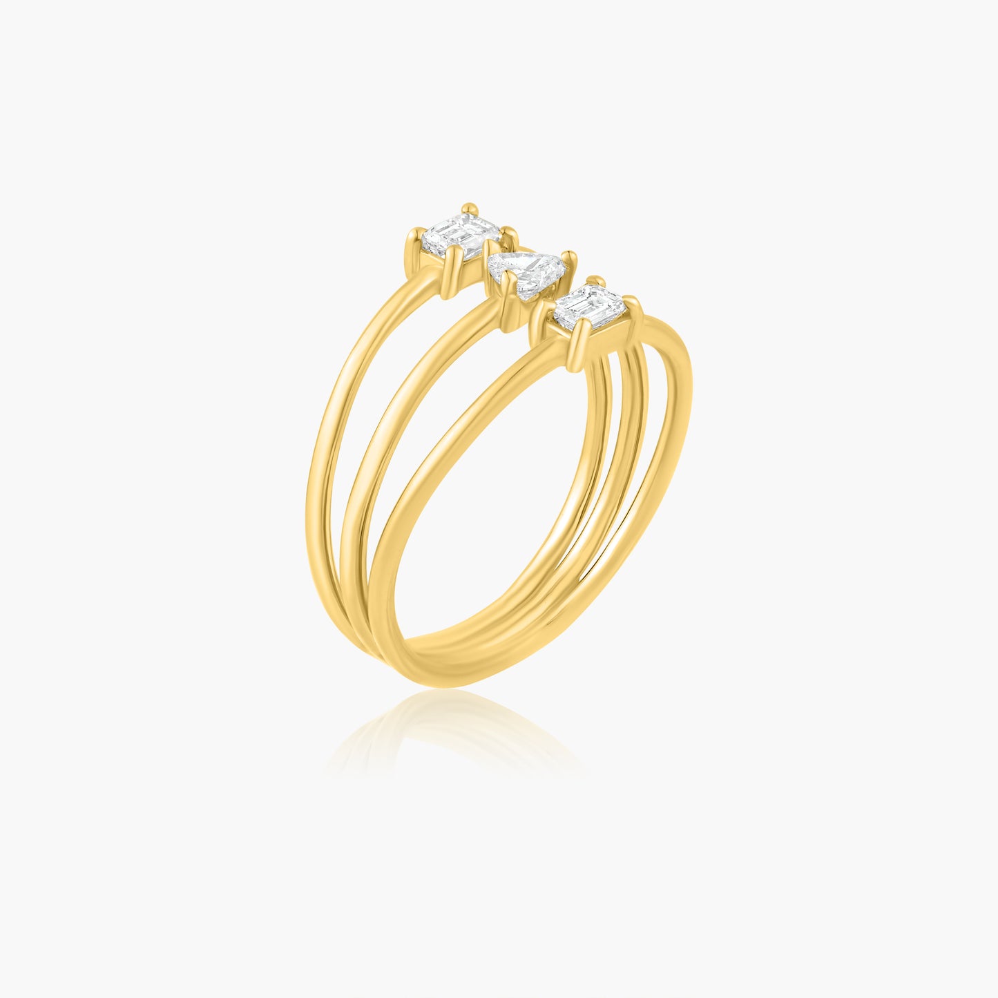 14K Yellow Gold Dainty Three Row Ring - R60648601