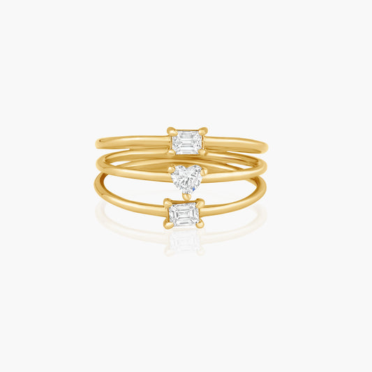 14K Yellow Gold Dainty Three Row Ring - R60648601