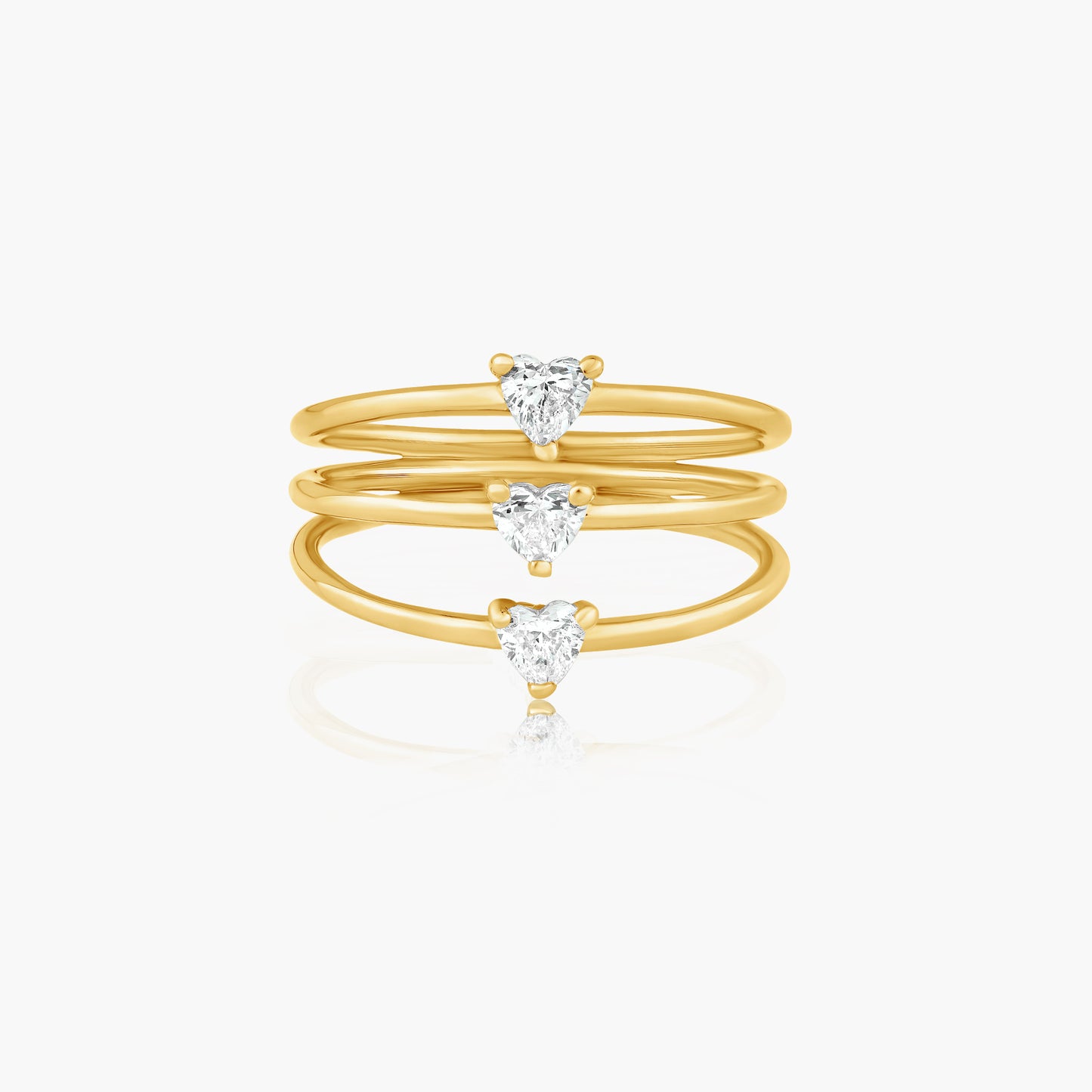 14K Yellow Gold Three Row Dainty Ring - R60648603