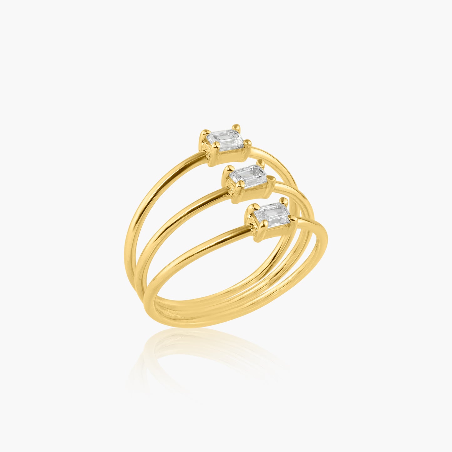 14K Yellow Gold Dainty Three Row Ring - R60648604