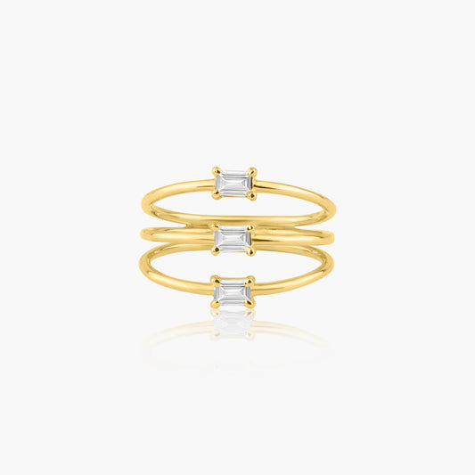 14K Yellow Gold Dainty Three Row Ring - R60648604