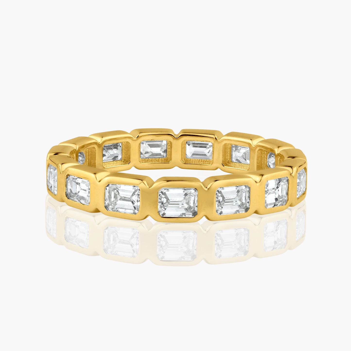 14K Yellow Gold Emerld Cut Bezel Eternity Band - R60649811