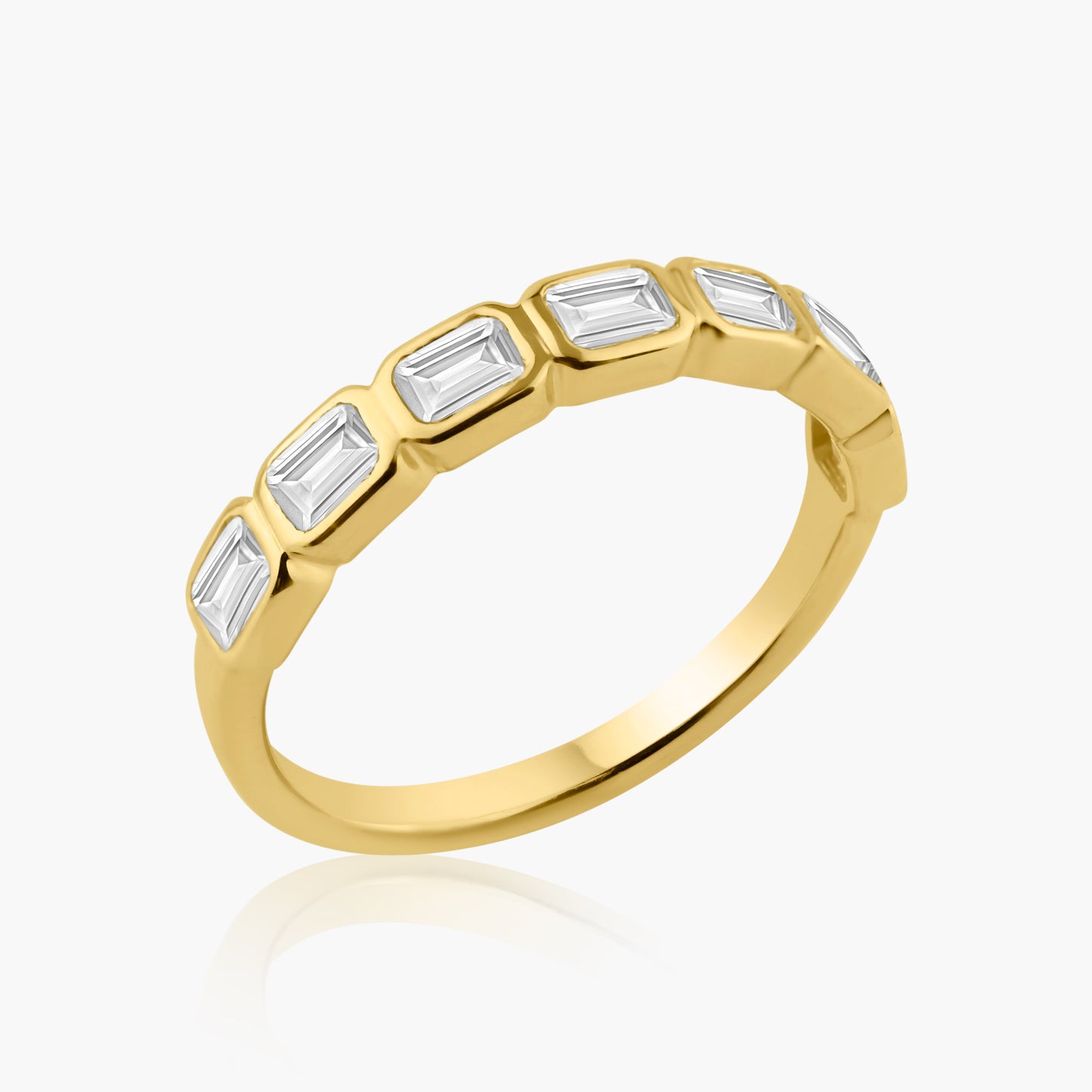 14K Yellow Gold Emerald Cut Bezel Band-R60649812