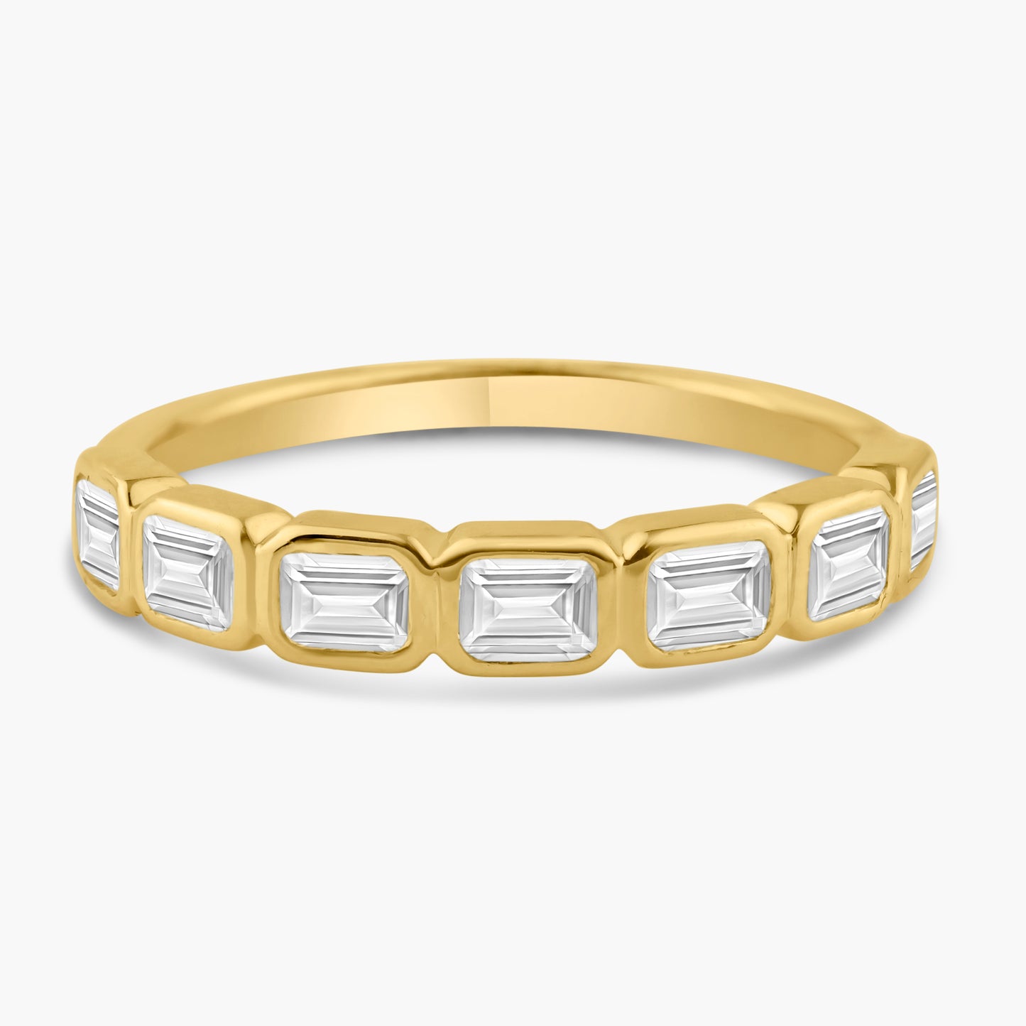 14K Yellow Gold Emerald Cut Bezel Band-R60649812