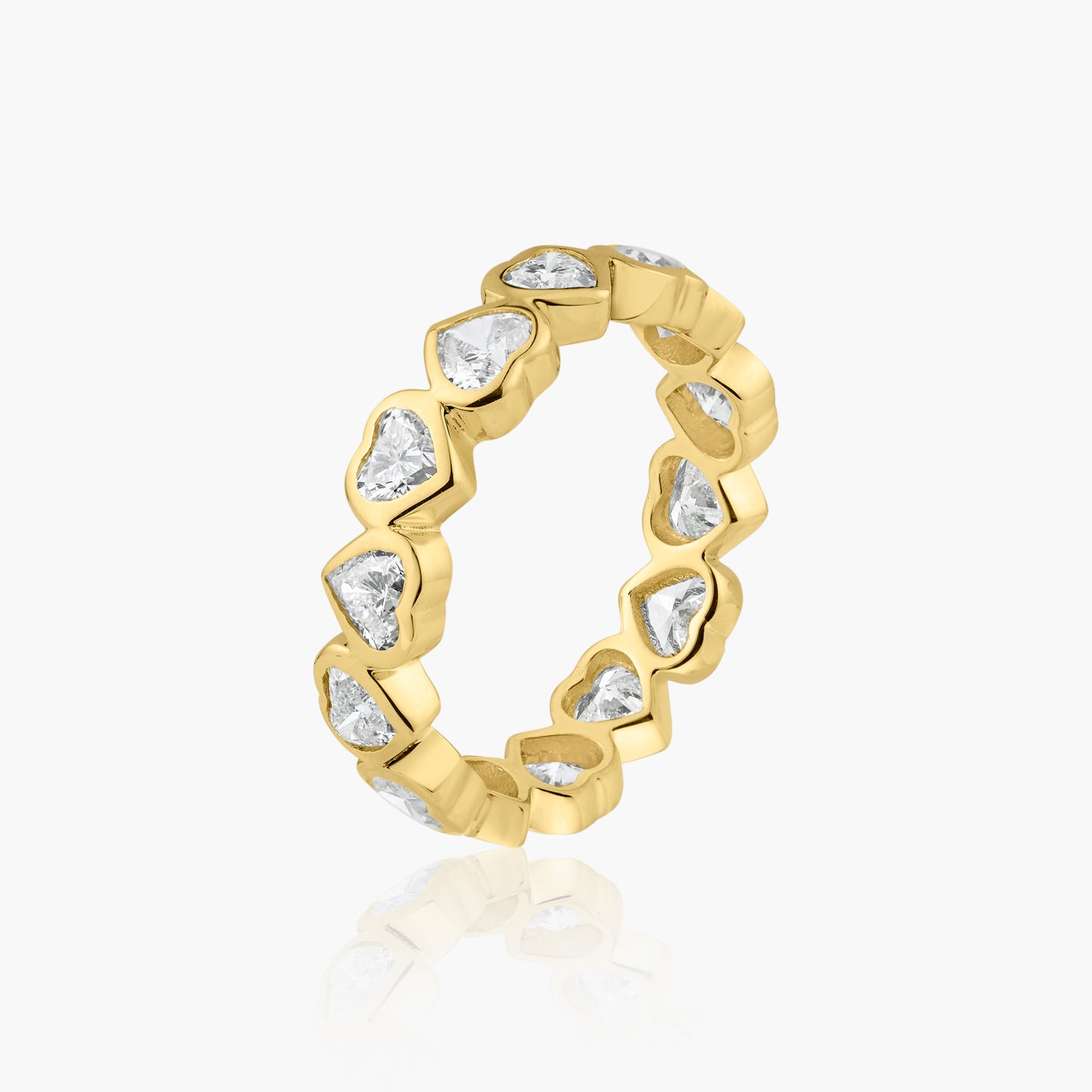 14K Yellow Gold Heart Bezel Eternity Band - R60649813