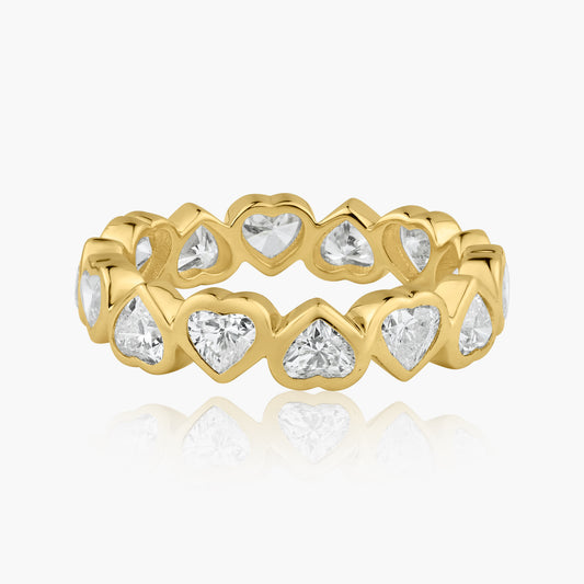 14K Yellow Gold Heart Bezel Eternity Band - R60649813