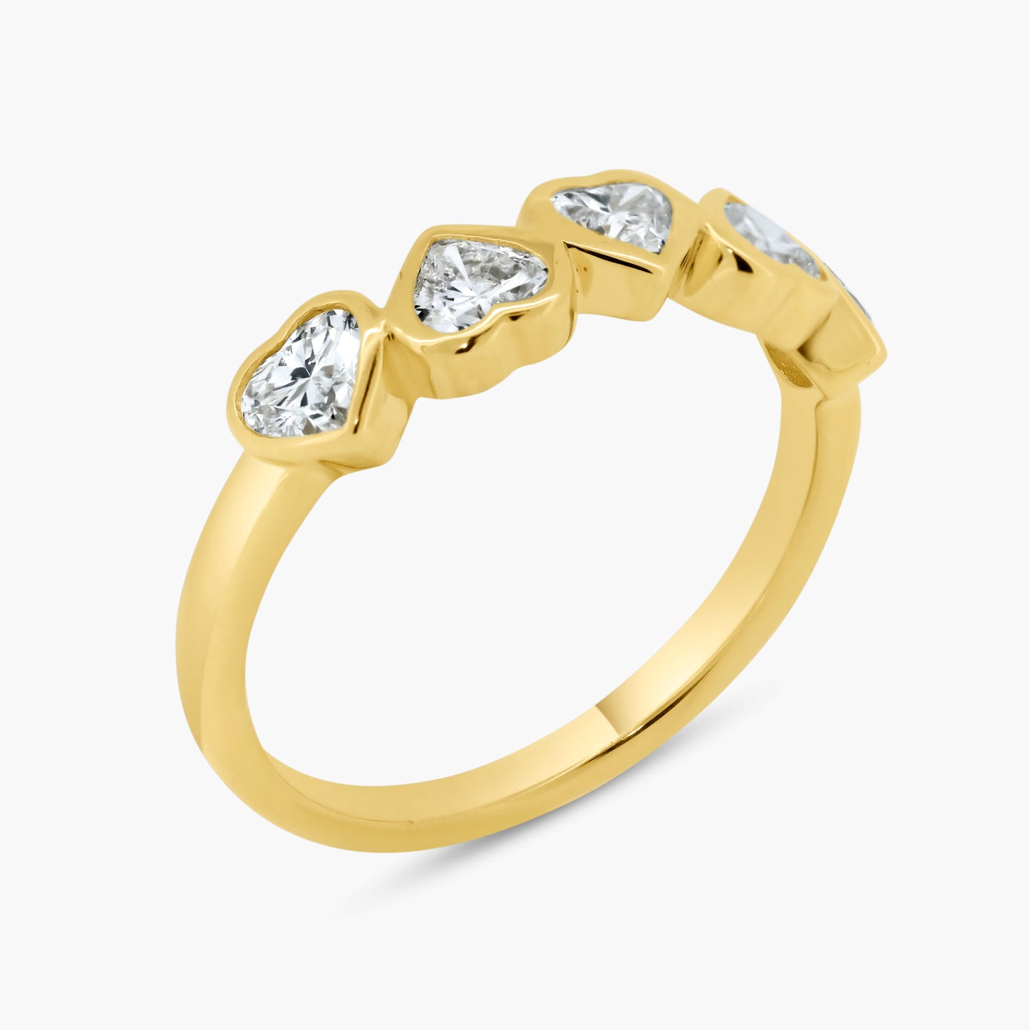 14K Yellow Gold Heart Bezel Band - R60649814