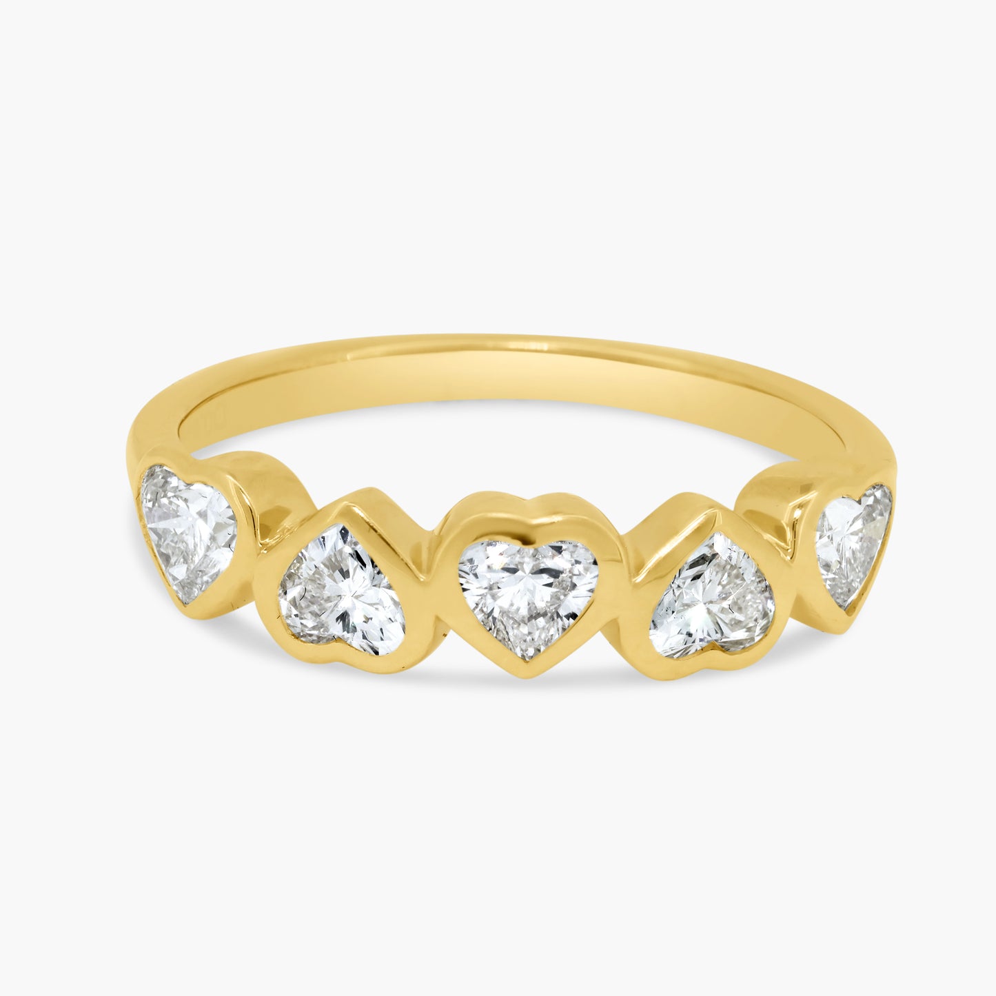 14K Yellow Gold Heart Bezel Band - R60649814