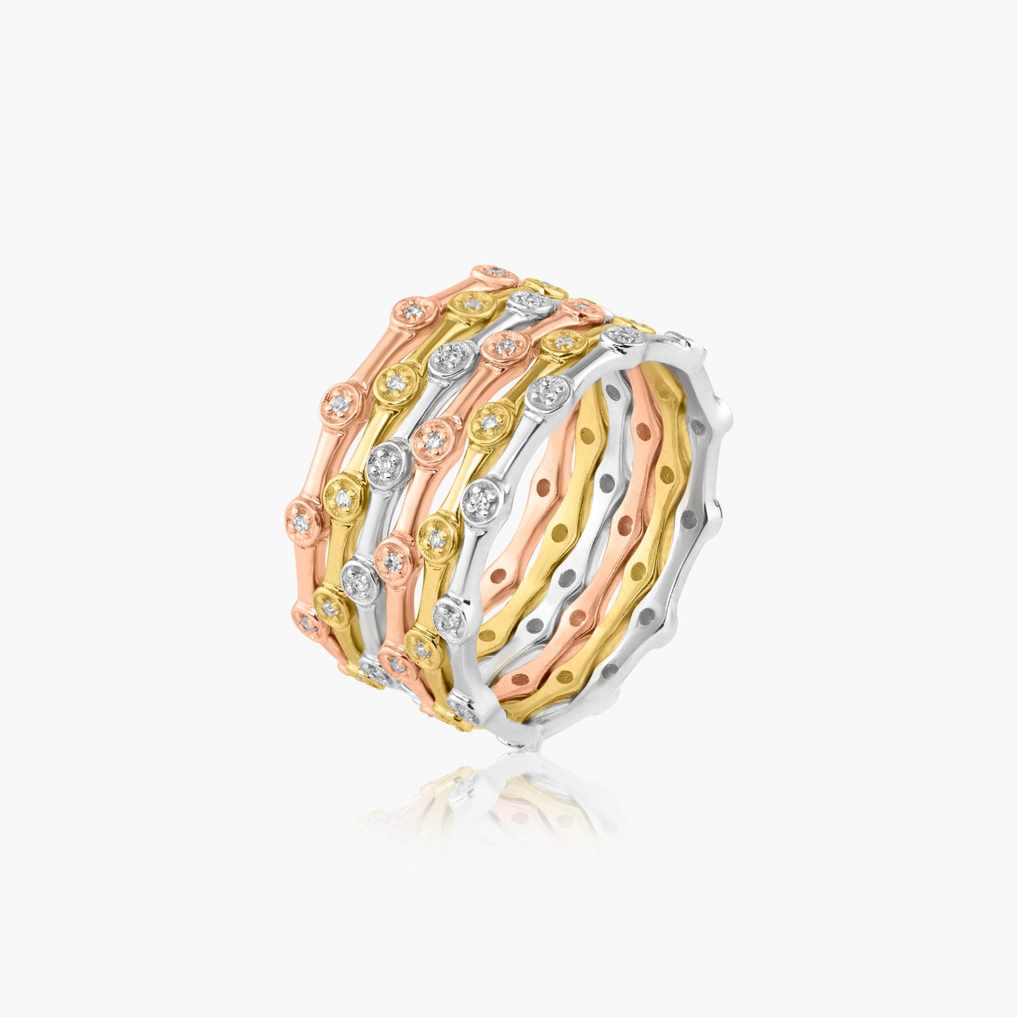 14K Tri Color Stackable Ring-R90752TCS3