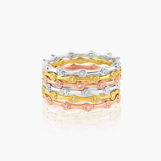 14K Tri Color Stackable Ring-R90752TCS3