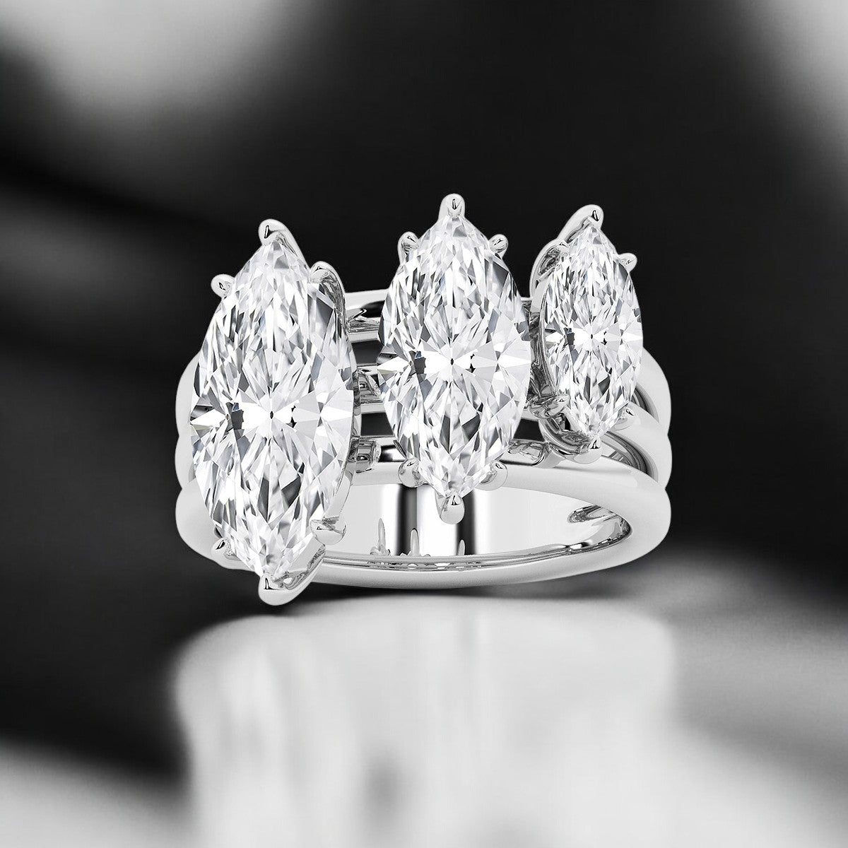 Marquise Lab Grown Diamond Graduated Three Stone Ring