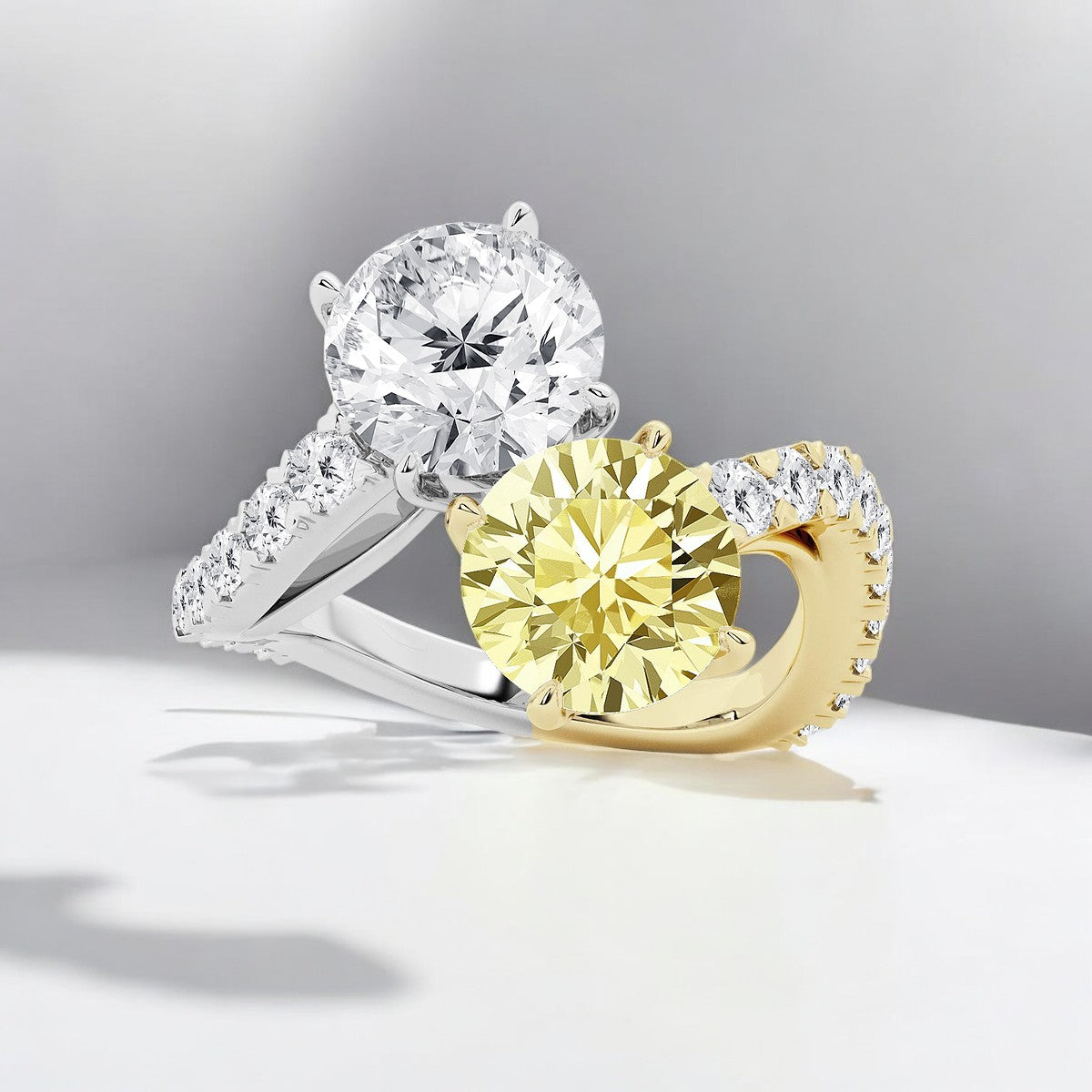 Fancy Yellow Round Lab Grown Diamond Bypass Fashion Ring