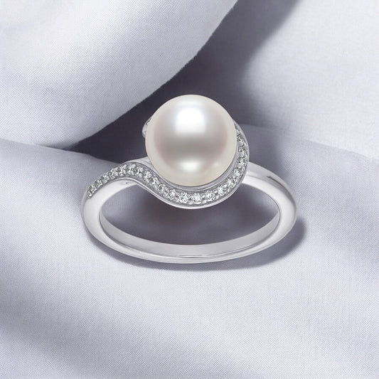 8 mm Akoya Pearl and Lab Grown Diamond Fashion Ring