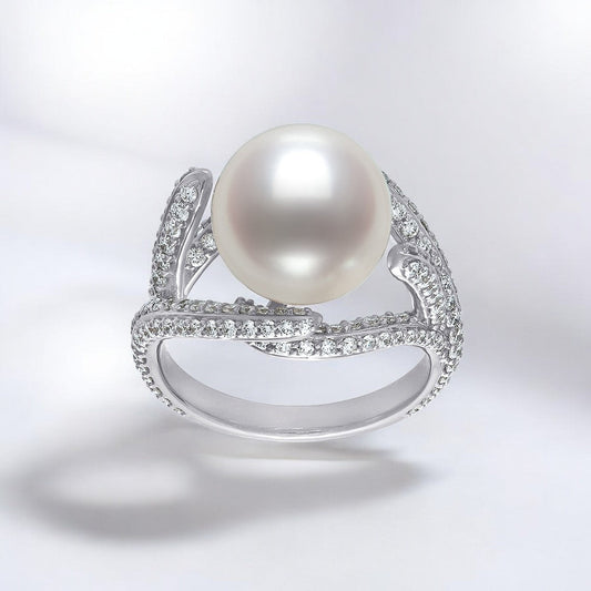 Freshwater Pearl and Lab Grown Diamond Fashion Ring