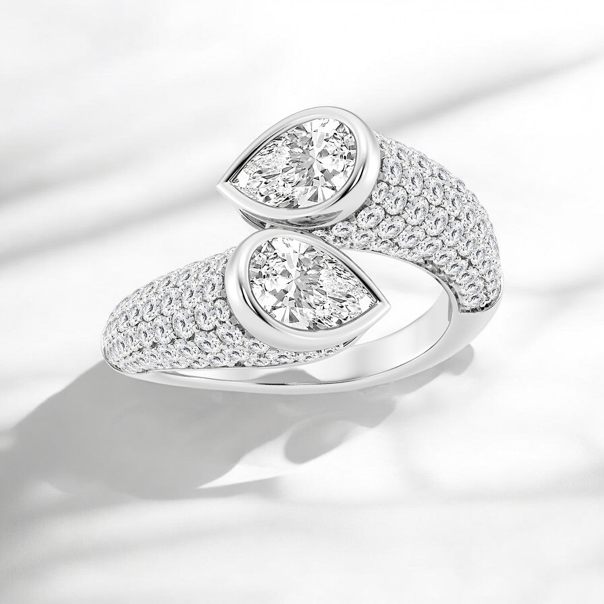 Pear Lab Grown Diamond Pave Bypass Fashion Ring