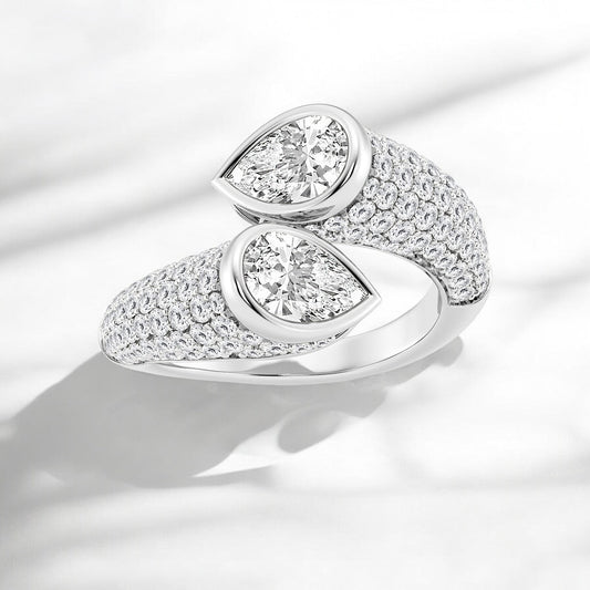 Pear Lab Grown Diamond Pave Bypass Fashion Ring
