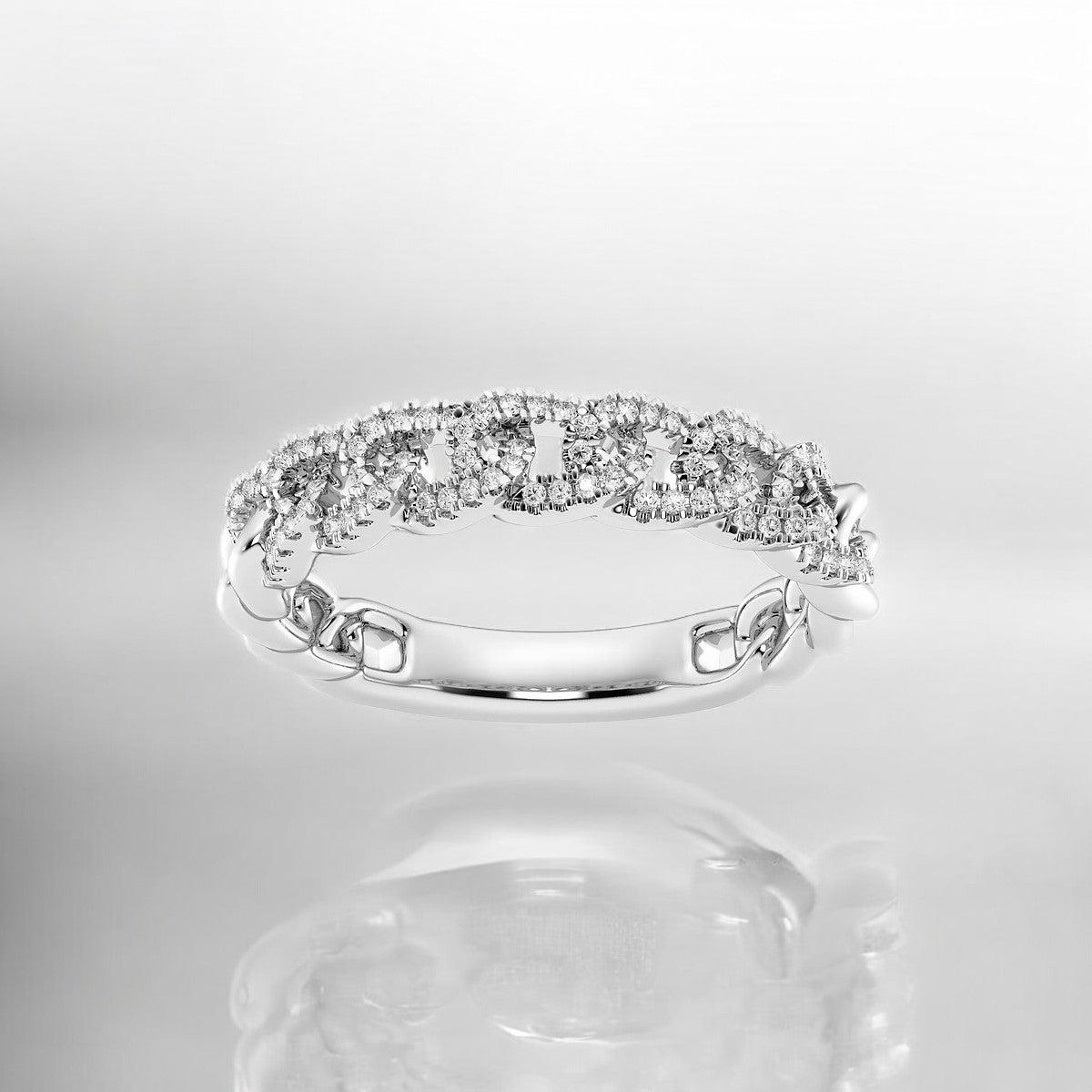 Round Lab Grown Diamond Curb Link Stackable Ring