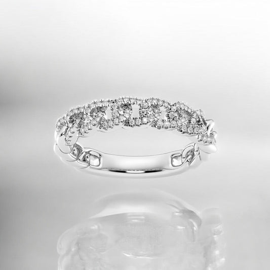 Round Lab Grown Diamond Curb Link Stackable Ring