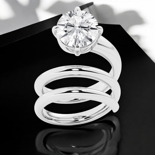 Round Lab Grown Diamond Spiral Single Stone Fashion Ring