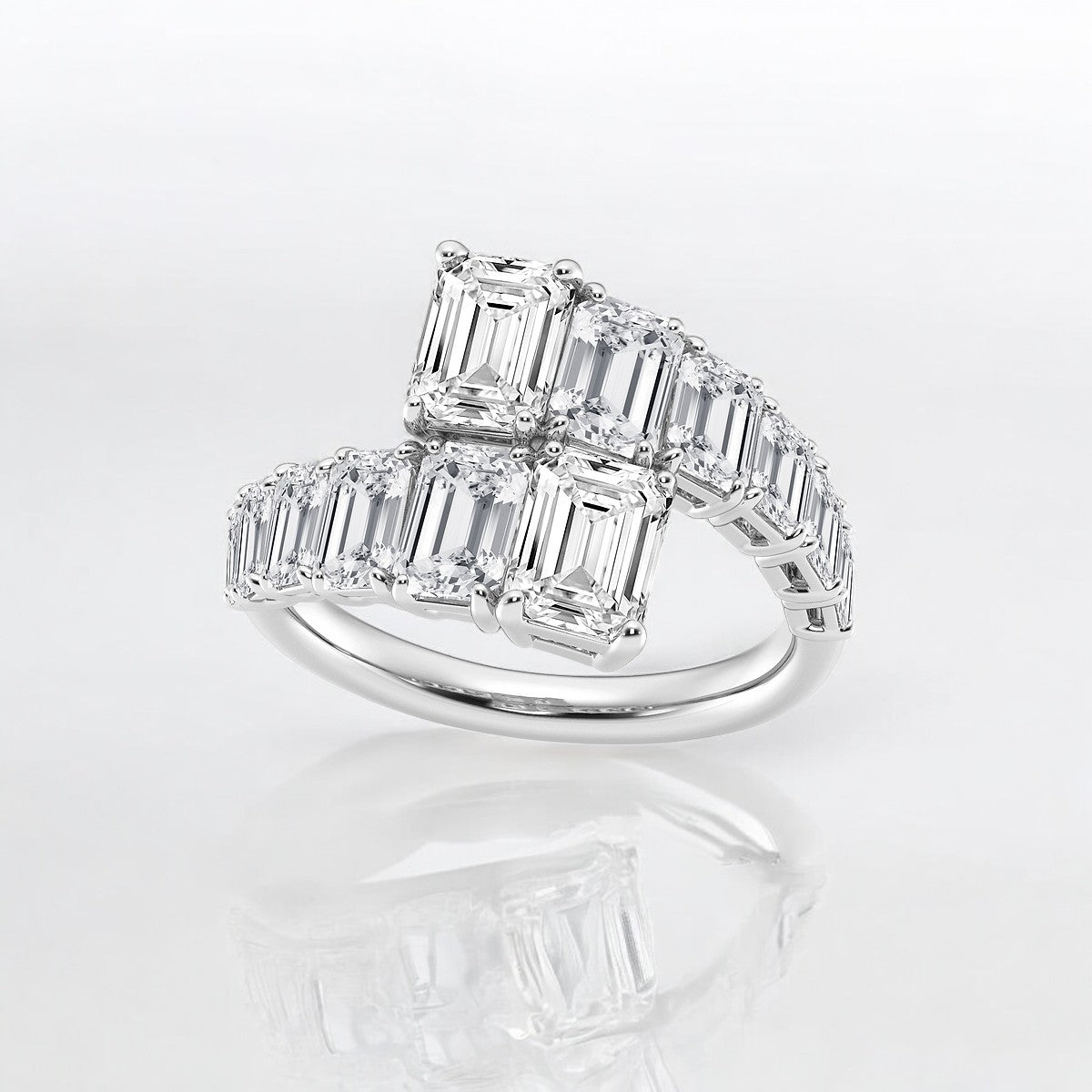 Emerald Lab Grown Diamond Graduated Bypass Fashion Ring