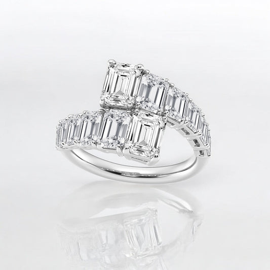 Emerald Lab Grown Diamond Graduated Bypass Fashion Ring