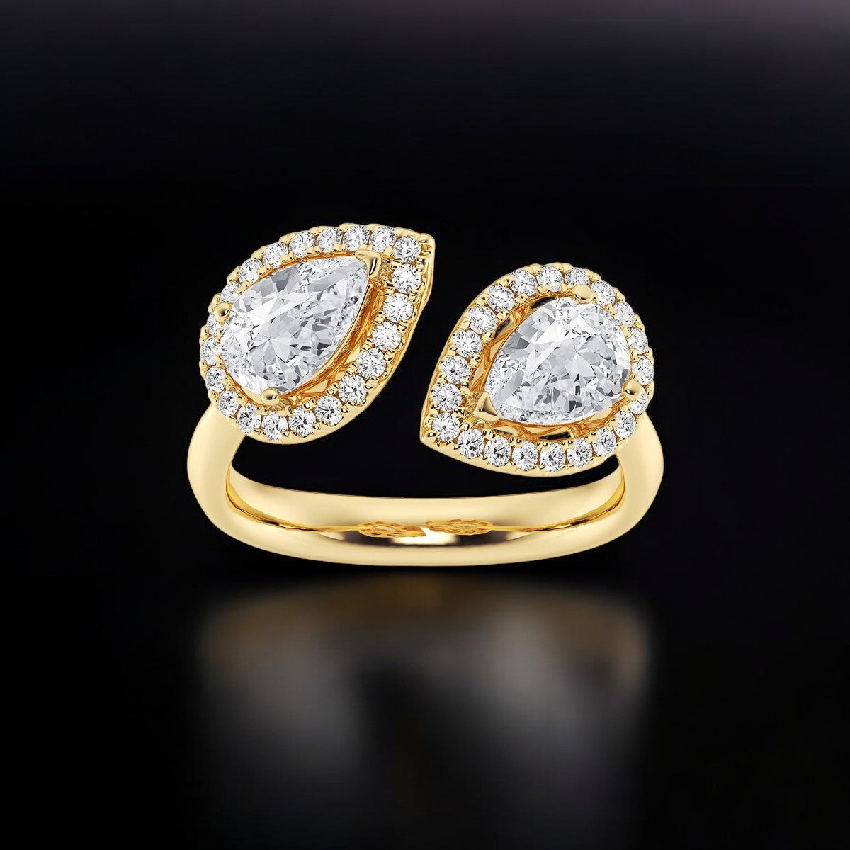 Pear and Round Lab Grown Diamond Halo Fashion Ring