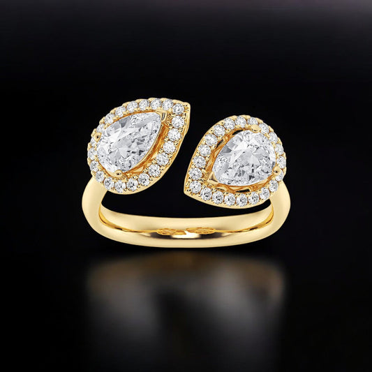 Pear and Round Lab Grown Diamond Halo Fashion Ring