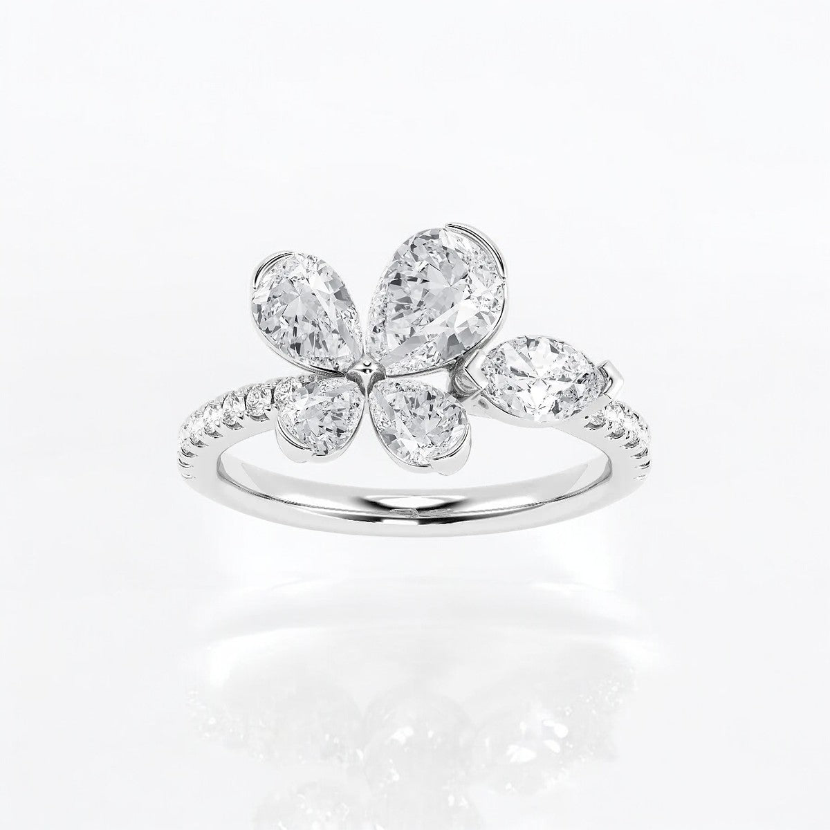 Pear and Marquise Lab Grown Diamond Flower Fashion Ring