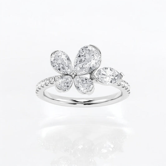 Pear and Marquise Lab Grown Diamond Flower Fashion Ring