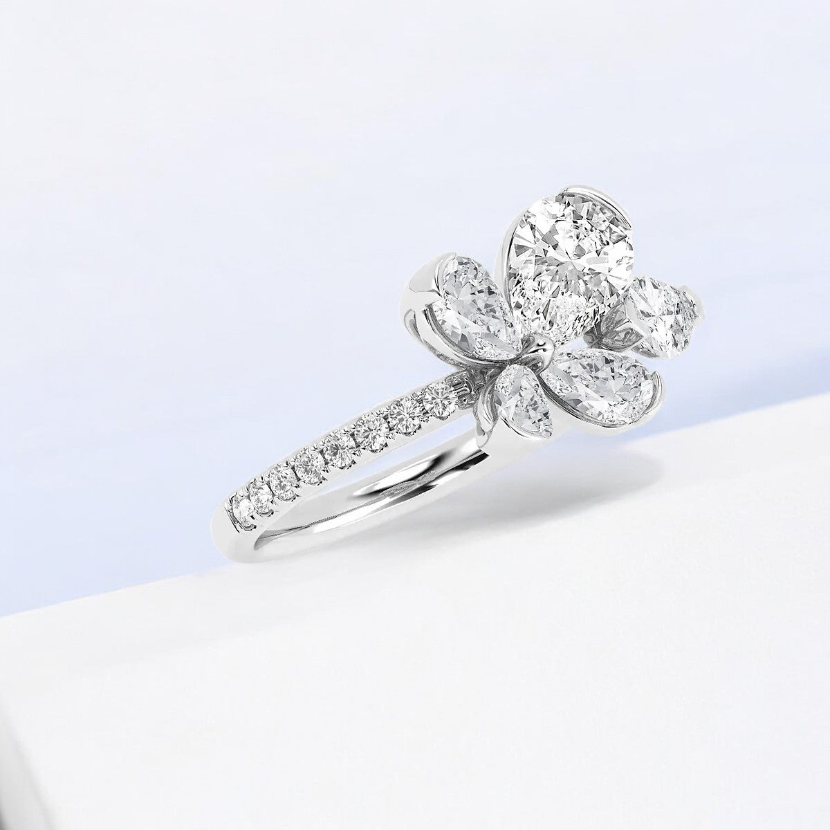 Pear and Marquise Lab Grown Diamond Flower Fashion Ring