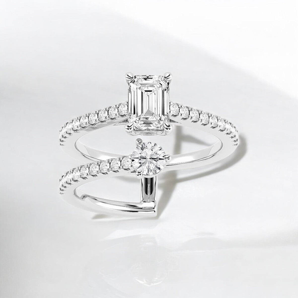 Toi Et Moi Emerald and Round Fashion Ring