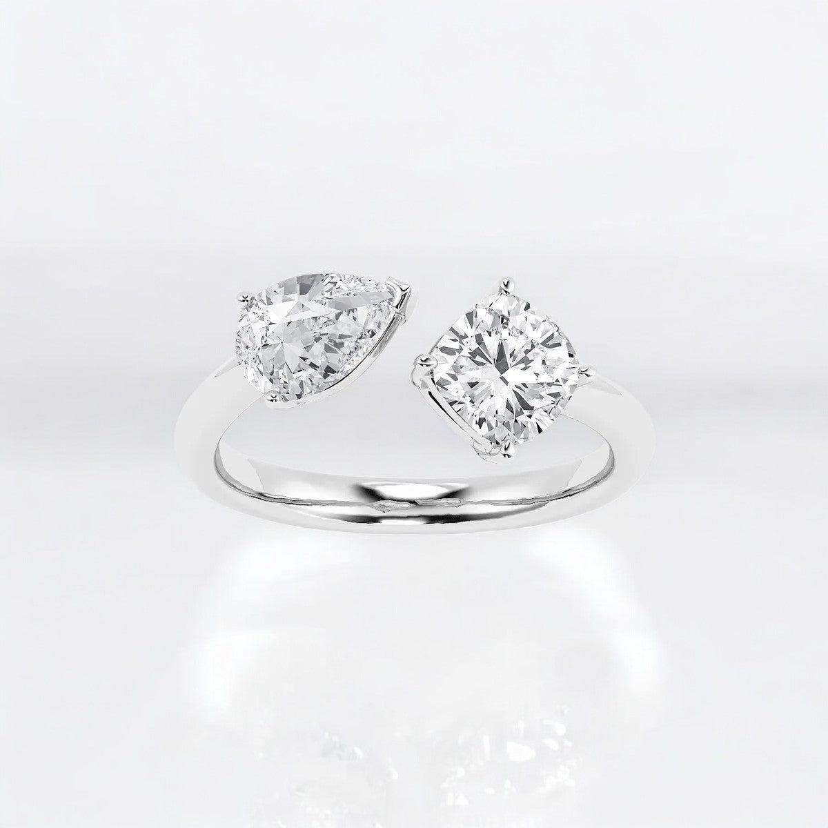 Toi Et Moi Pear and Cushion Fashion Ring